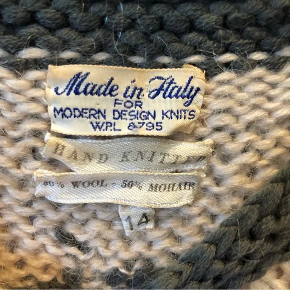 Vintage Hand Knited Cardigan Mohair Sweater Made in Italy Floral Emroidery S/M/L - Picture 6 of 12